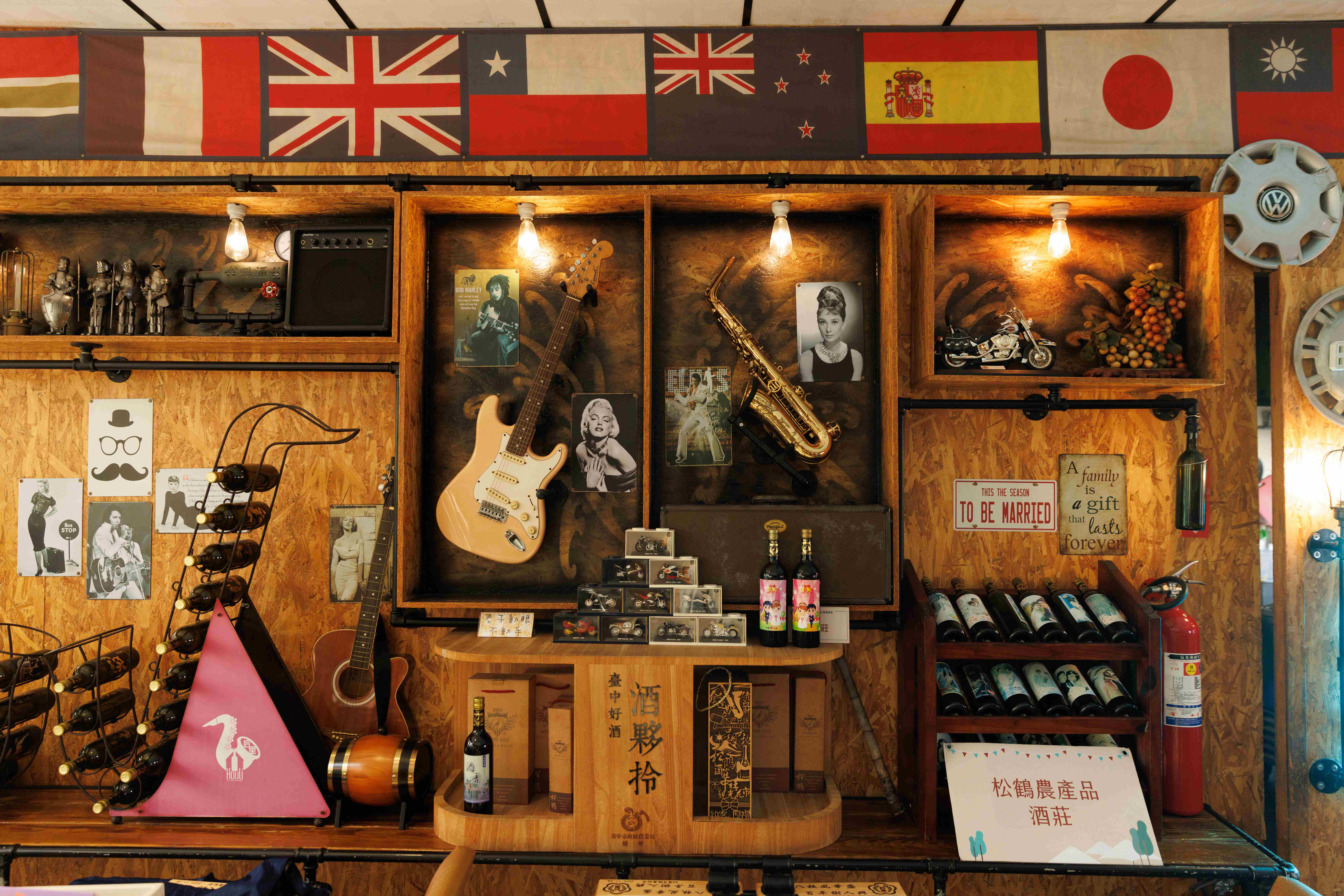 場域結合音樂與酒的空間設計，十分有美式鄉村風。