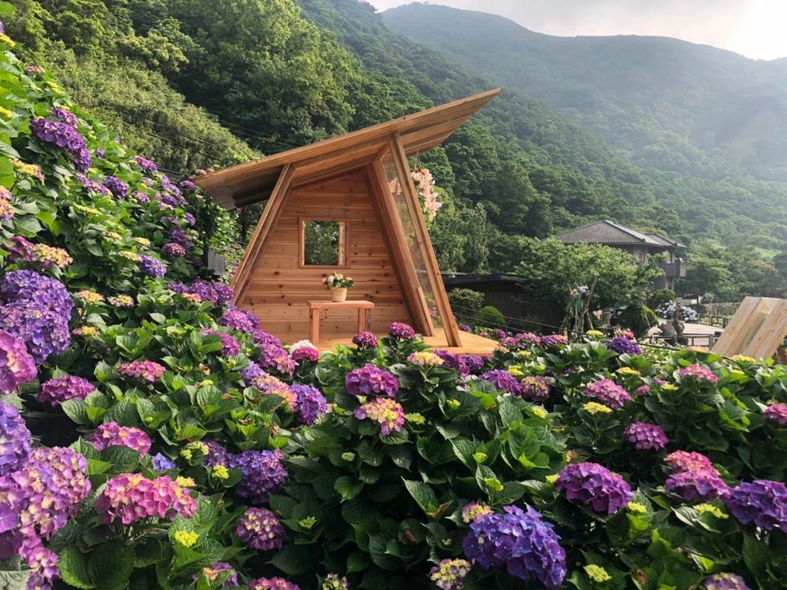 名陽─滿滿繡球花裡的造景，人人都能當網紅。